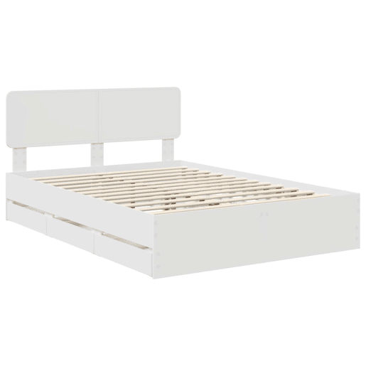 Estrutura De Cama De Casal Moderno - Branco 150 x 200 cm Madeira engenheirada