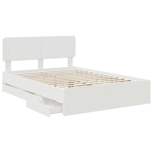 Estrutura De Cama De Casal Moderno - Branco 150 x 200 cm Madeira engenheirada