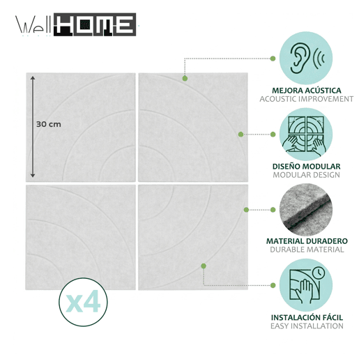 Conjunto de 4 painéis decorativos de feltro Well Home
