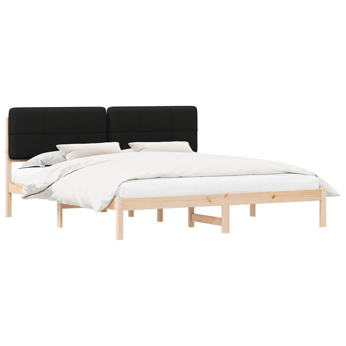 Estructura de cama matrimonial 185x205 Negro/ Madera