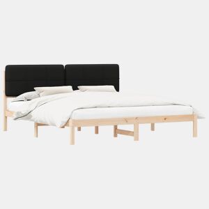 Estrutura de Cama de casal moderno com Cabeceira Estofada Preto 180 x 200 cm