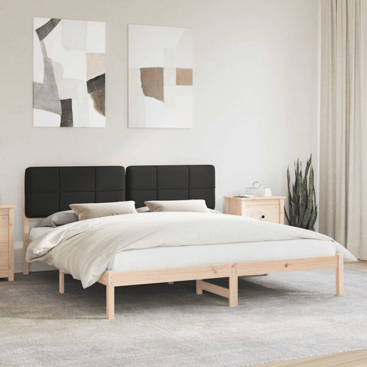 Estrutura de Cama de casal moderno com Cabeceira Estofada Preto 180 x 200 cm