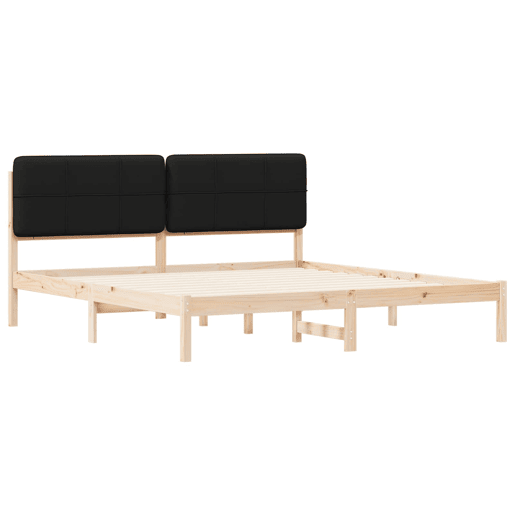 Estrutura de Cama de casal moderno com Cabeceira Estofada Preto 180 x 200 cm