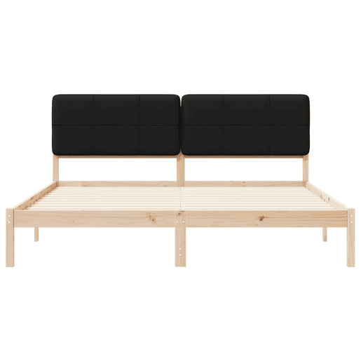 Estrutura de Cama de casal moderno com Cabeceira Estofada Preto 180 x 200 cm