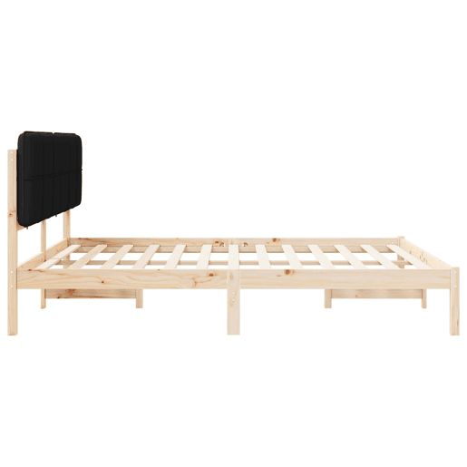 Estrutura de Cama de casal moderno com Cabeceira Estofada Preto 180 x 200 cm