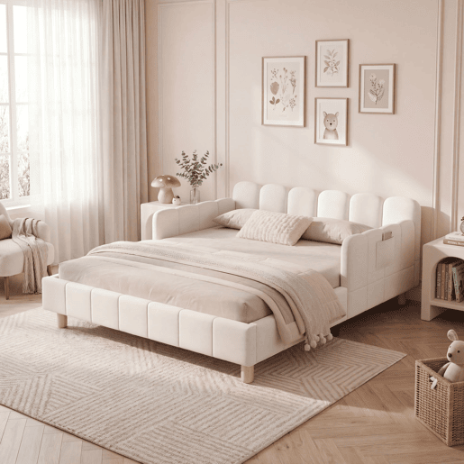 Cama de casal 140x200 cm de veludo,bege Cama de casal 140x200 cm de veludo,bege