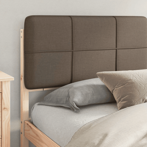 Estrutura de Cama de casal moderno com Cabeceira Estofada Cinzento-acastanhado