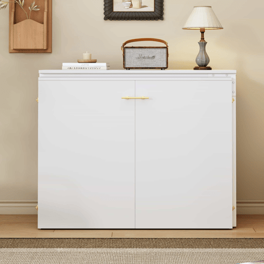 Cama dobrável 90x200 - com secretária giratória, colchão e rodízios, ideal para espaços pequenos, hóspedes e escritório em casa - branco