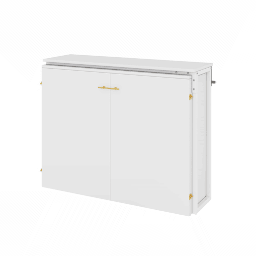 Cama dobrável 90x200 - com secretária giratória, colchão e rodízios, ideal para espaços pequenos, hóspedes e escritório em casa - branco
