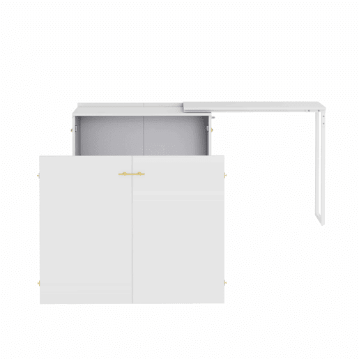 Cama dobrável 90x200 - com secretária giratória, colchão e rodízios, ideal para espaços pequenos, hóspedes e escritório em casa - branco