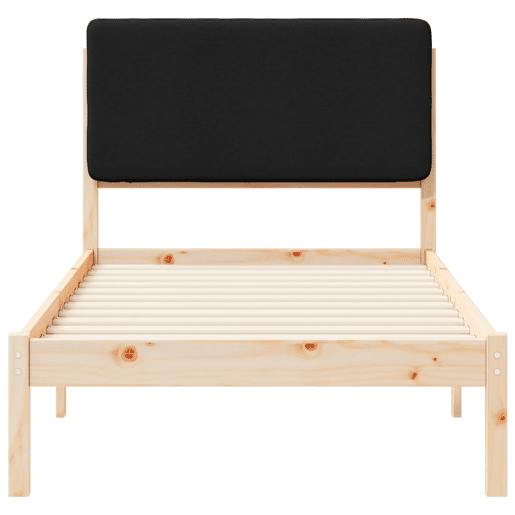 Estrutura de cama de solteiro para adultos com Cabeceira - Estofada Preto 100 x 200 cm
