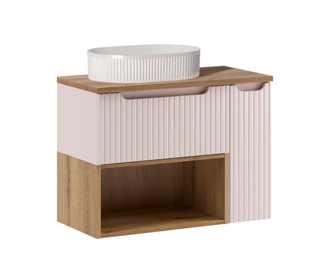 Mueble lavabo 80cm nicho riva cashmere y madera