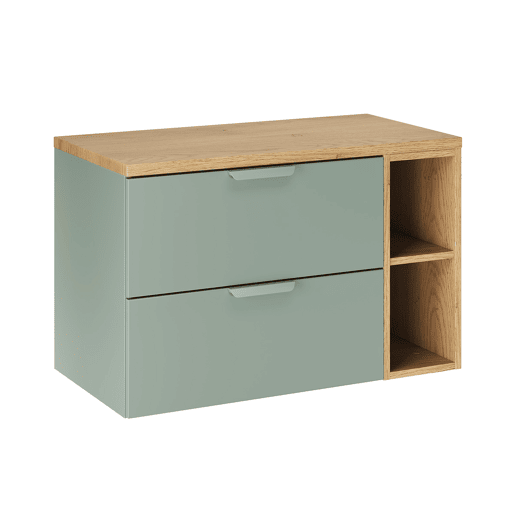 Oria 80cm 2 nichos sob o móvel de lavatório Verde mate