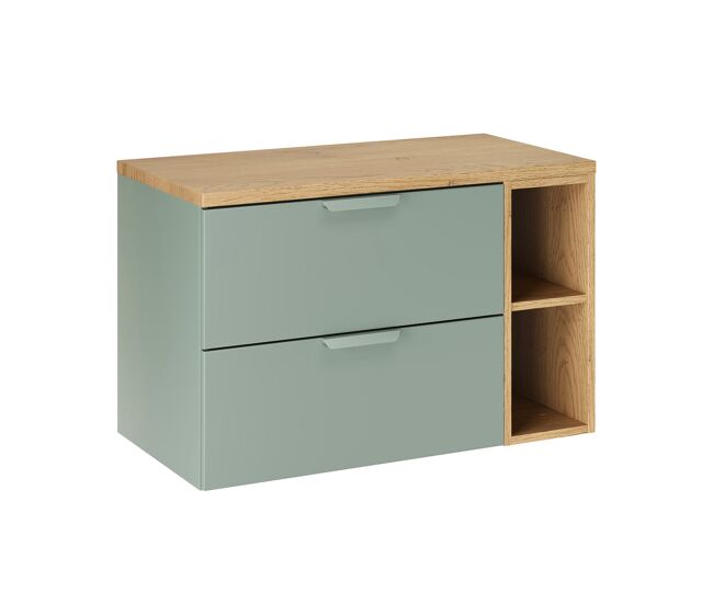 Mueble bajo lavabo oria 80cm 2 huecos verde mate