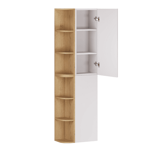 Móvel de lavatório simples Oria branco mate de 100 cm com nichos arredondados e pedestal