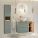 Conjunto mueble lavabo individual y columna Jade 80 Conjunto mueble lavabo individual y columna Jade 80 Verde