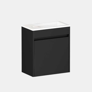 Móvel de casa de banho de 46 cm - amplo espaço de arrumação com porta com fecho suave - preto