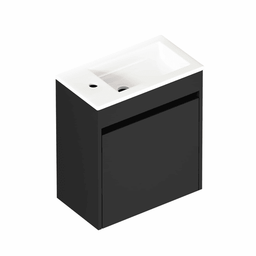 Móvel de casa de banho de 46 cm - amplo espaço de arrumação com porta com fecho suave - preto