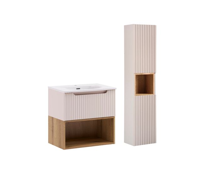 Mueble lavabo 60cm y pedestal riva cashmere y madera