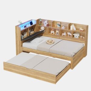 Cama gavetão de mdf 90x200 cm com luz led,natural