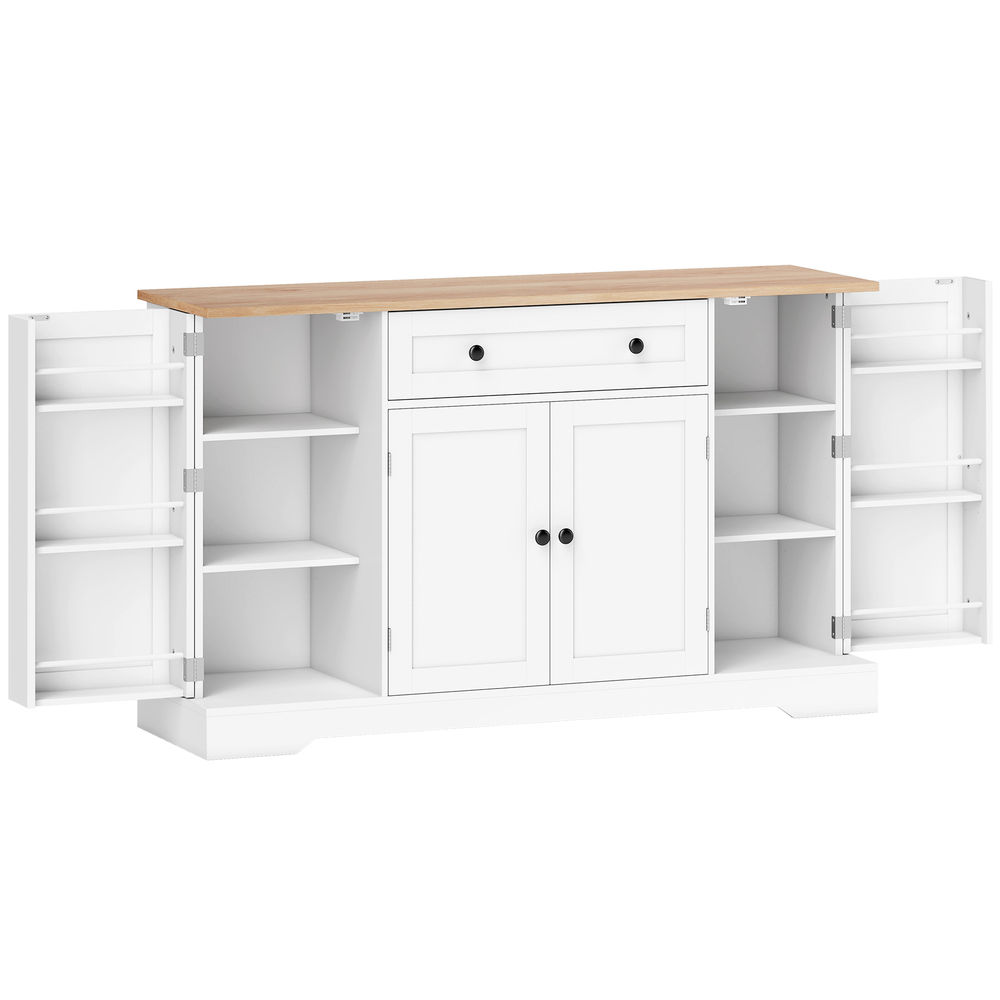 Homcom aparador, armario de cocina moderno con cajón, estantes en las puertas, estantes ajustables, barra de café, aparador para cocina, comedor,