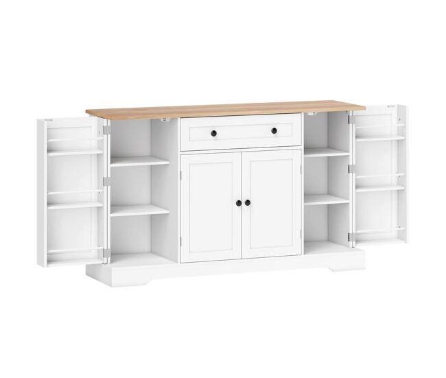 Homcom aparador, armario de cocina moderno con cajón, estantes en las puertas, estantes ajustables, barra de café, aparador para cocina, comedor,