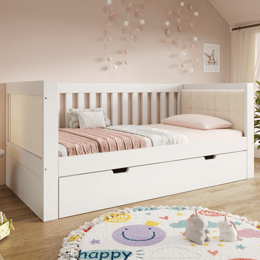 Cama gavetão de madeira maciça 90x200 cm,branco