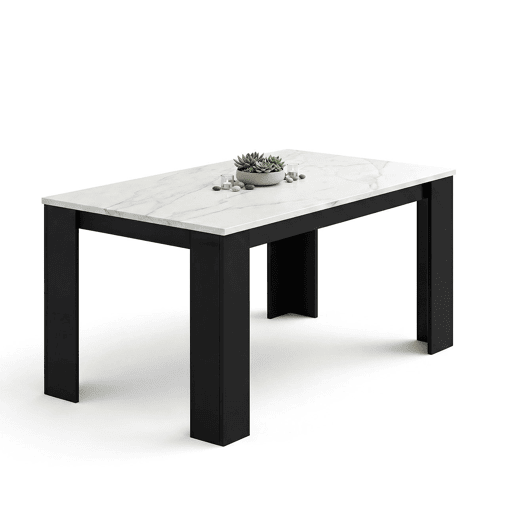 Mesa de jantar Naya Negro Mate - Mármol Blanco 140 x 75 x 80 cm