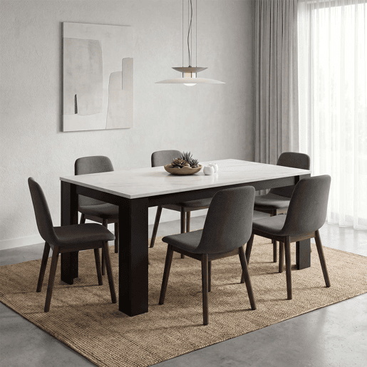 Mesa de jantar Naya Negro Mate - Mármol Blanco 140 x 75 x 80 cm