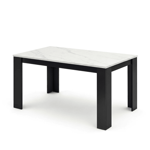 Mesa de jantar Naya Negro Mate - Mármol Blanco 140 x 75 x 80 cm