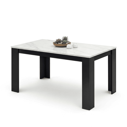 Mesa de jantar Naya Negro Mate - Mármol Blanco 140 x 75 x 80 cm