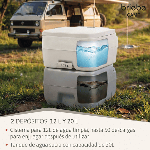 Briebe WC1113 Sanita Química Portátil para Adultos 20L Camper, Campismo, Caravana, Auto Caravana, WC, , Cinza