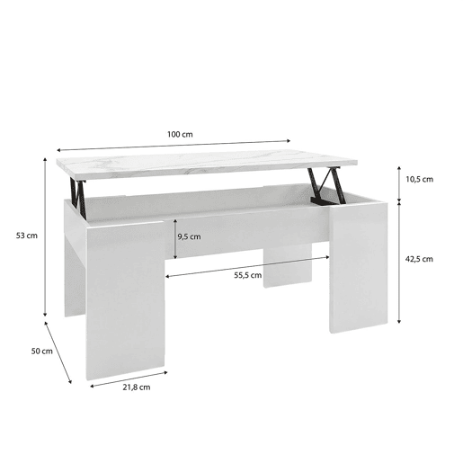 Mesa de centro elevatória Vita Blanco Artik (Blanco Mate) - Mármol Blanco Mate 50 x 45 x 50 cm