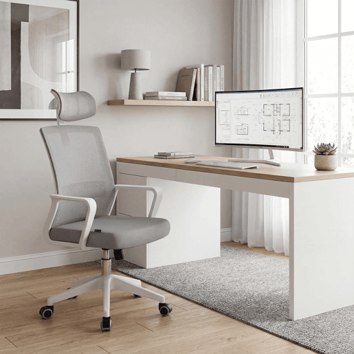 Cadeira de escritório ergonômica Dafne Tex 111-121x51 cm Branco - Cinzento 51 x 121 x 51 cm