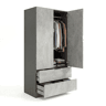 Roupeiro Lark 2 portas 2 gavetas Gris Grafito - Gris Cemento 81,5 x 180 x 52 cm