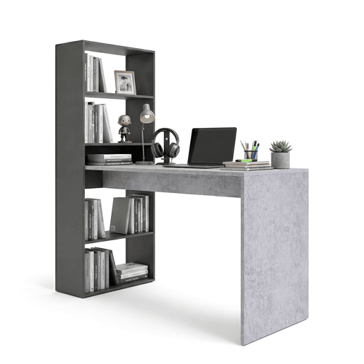 Secretária Cosmic com prateleiras Gris Grafito - Gris Cemento 120 x 71 x 53 cm