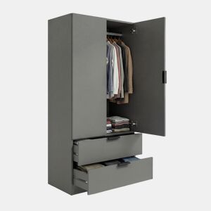 Roupeiro Lark 2 portas 2 gavetas Gris Grafito 81,5 x 180 x 52 cm