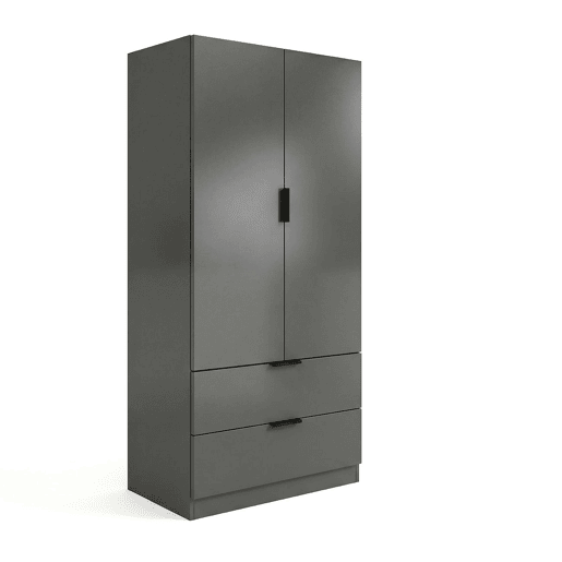 Roupeiro Lark 2 portas 2 gavetas Gris Grafito 81,5 x 180 x 52 cm