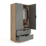 Roupeiro Lark 2 portas 2 gavetas Roble Canadian - Grafito 81,5 x 180 x 52 cm