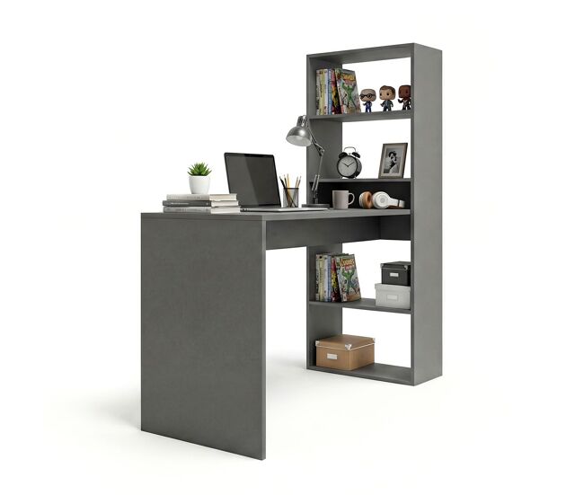 Mesa de escritorio con estantería en gris grafito 120x50 cm cosmic