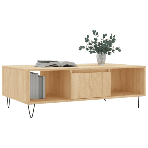 Mesa de Centro, Mesa baixa, 104x60x35cm derivados de madeira carvalho sonoma
