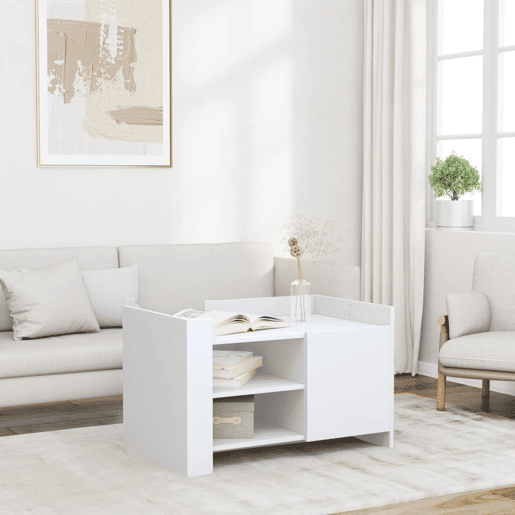 Mesa de Centro, Mesa baixa, 80x50x50 cm derivados de madeira branco