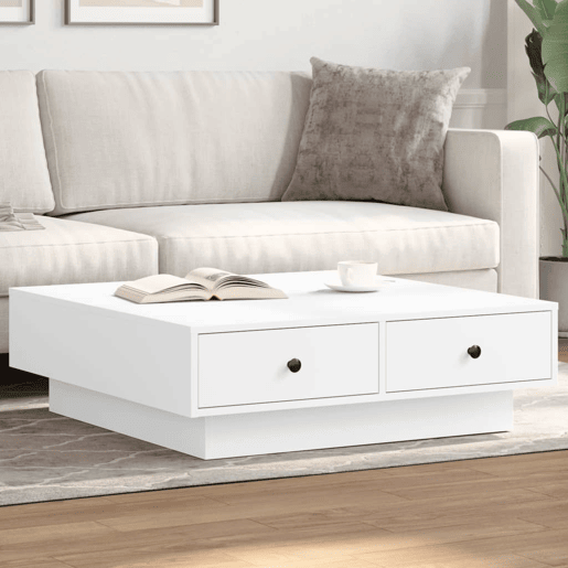 Mesa de Centro, Mesa baixa, 90x90x28 cm contraplacado branco
