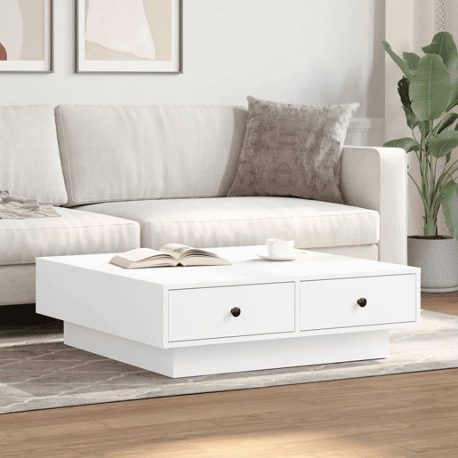 Mesa de Centro, Mesa baixa, 90x90x28 cm contraplacado branco
