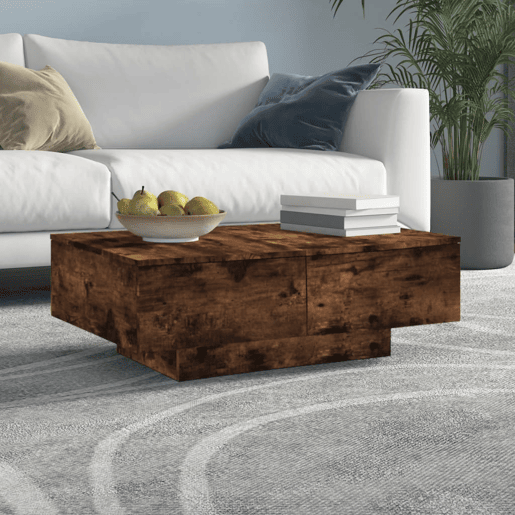 Mesa de Centro, Mesa baixa, 90x60x31 cm derivados de madeira carvalho fumado