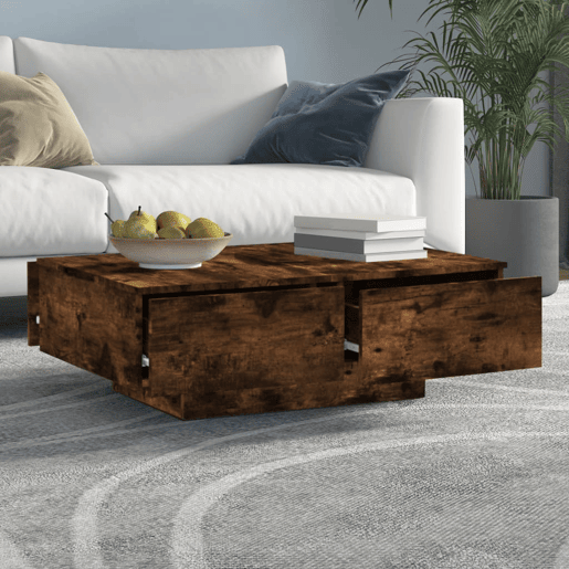 Mesa de Centro, Mesa baixa, 90x60x31 cm derivados de madeira carvalho fumado