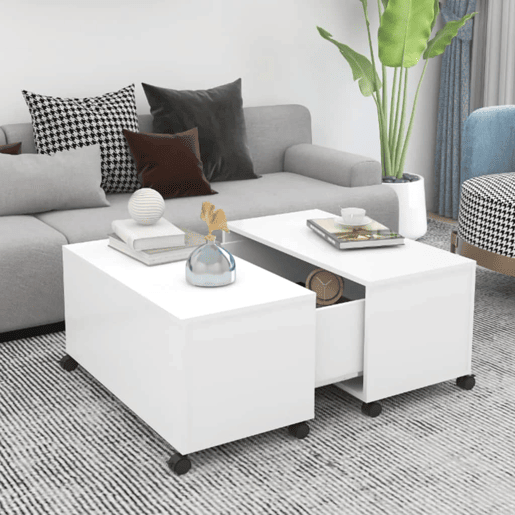Mesa de Centro, Mesa baixa, 75x75x38 cm contraplacado branco
