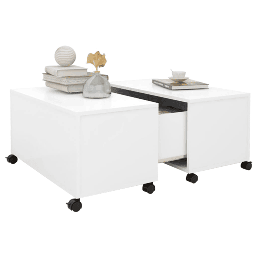 Mesa de Centro, Mesa baixa, 75x75x38 cm contraplacado branco