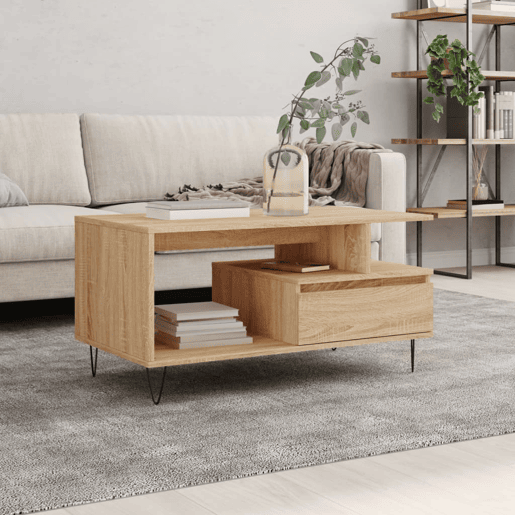Mesa de Centro, Mesa baixa, 90x49x45 cm derivados de madeira carvalho sonoma