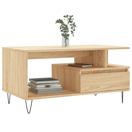 Mesa de Centro, Mesa baixa, 90x49x45 cm derivados de madeira carvalho sonoma